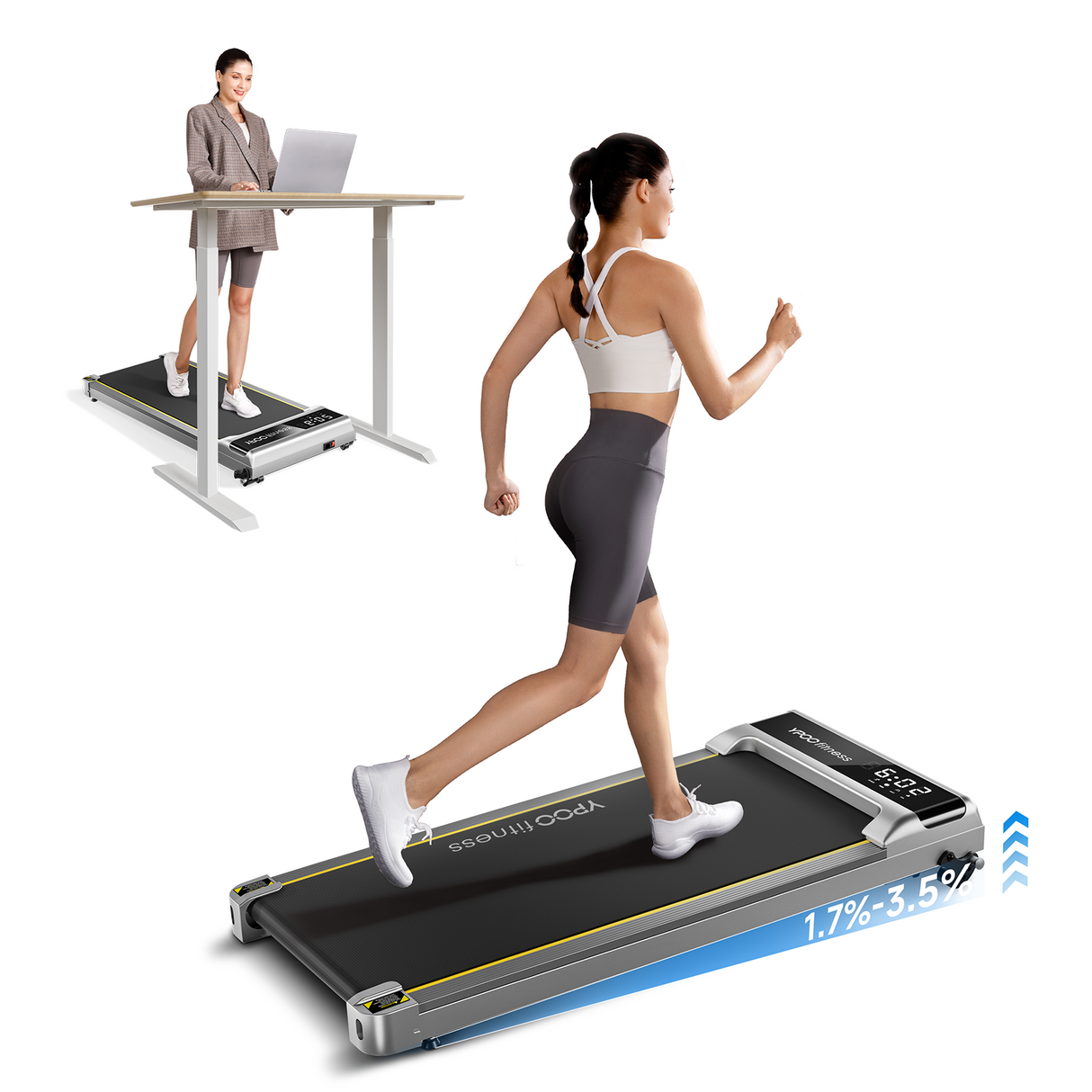 YPOO WP02 Walking Pad with Incline, Sliver Color