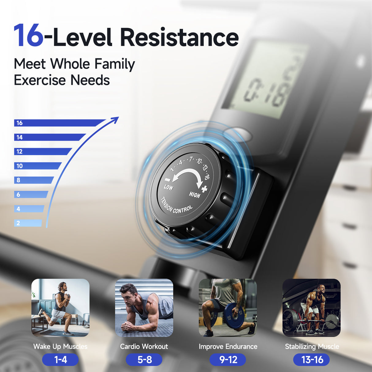 YPOO Magnetic Rowing Machines, 16 Levels Resistance