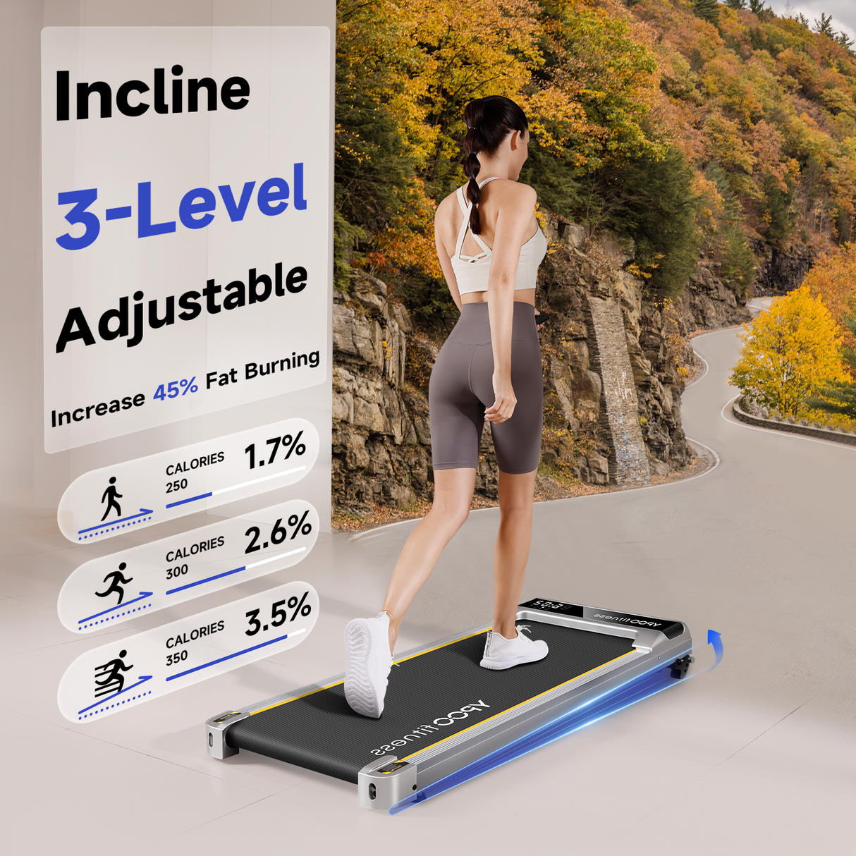 YPOO WP02 Walking Pad with Incline, Sliver Color