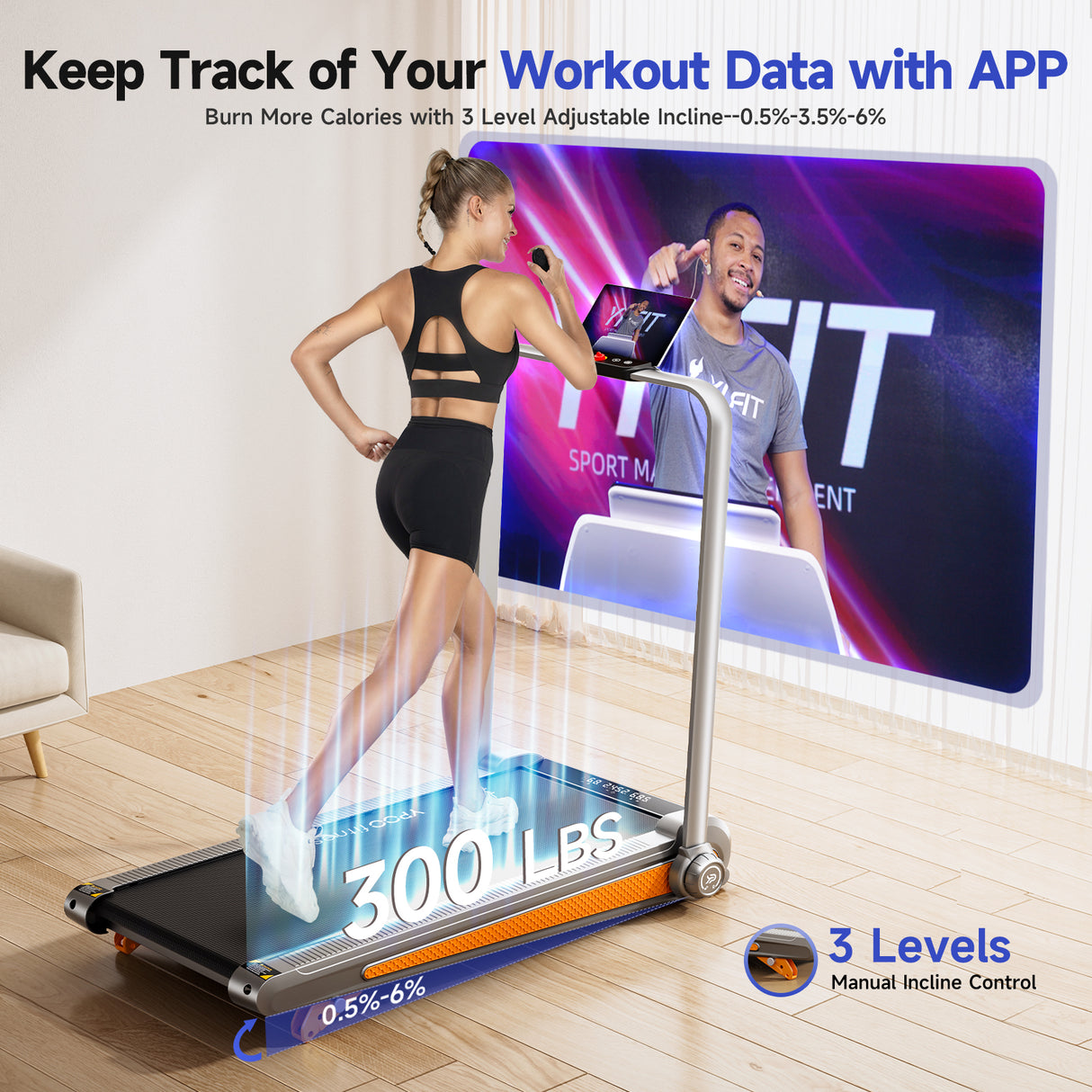 YPOO WALK Incline Foldable Treadmill