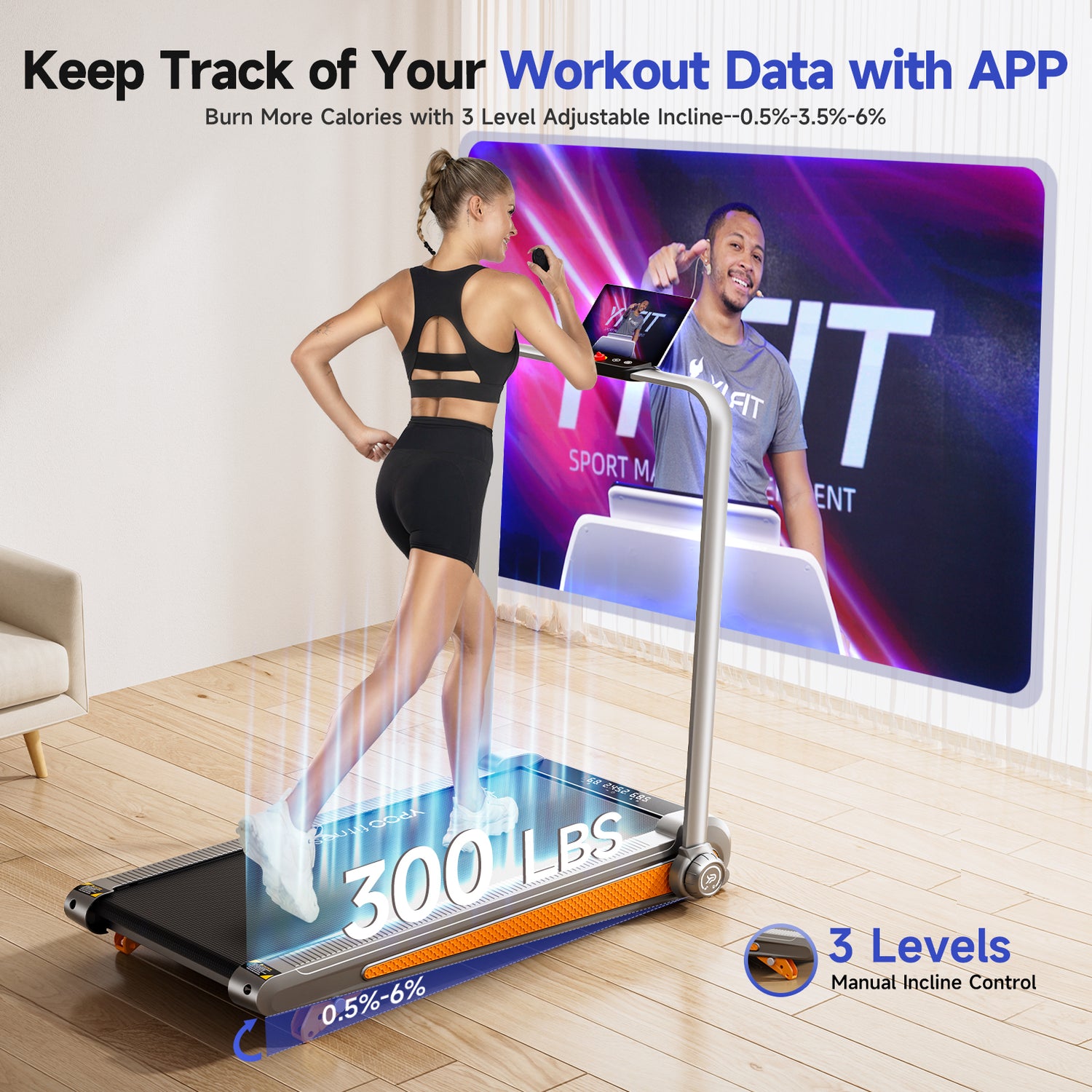 YPOO WALK Incline Foldable Treadmill