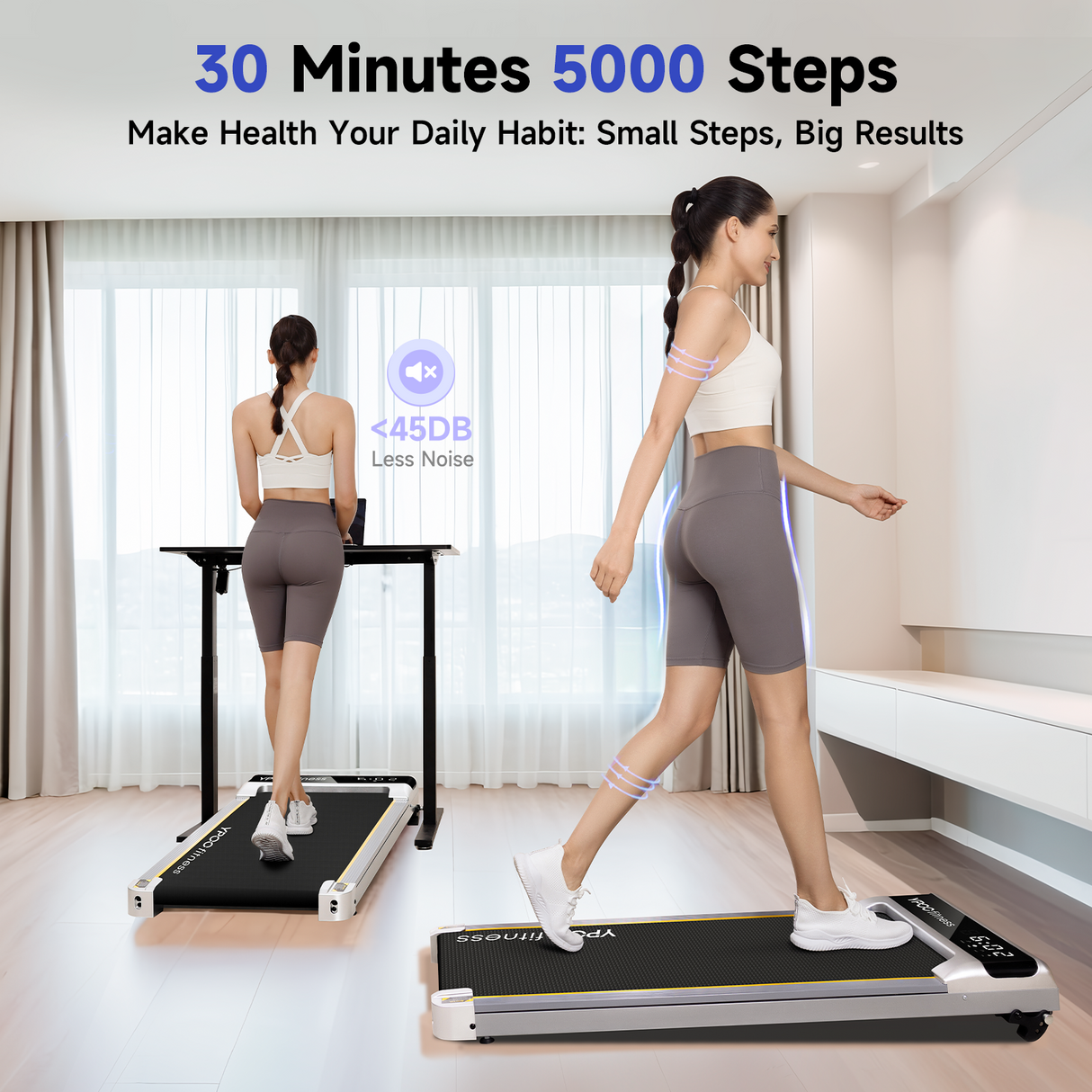 YPOO WP02 Walking Pad with Incline, Sliver Color