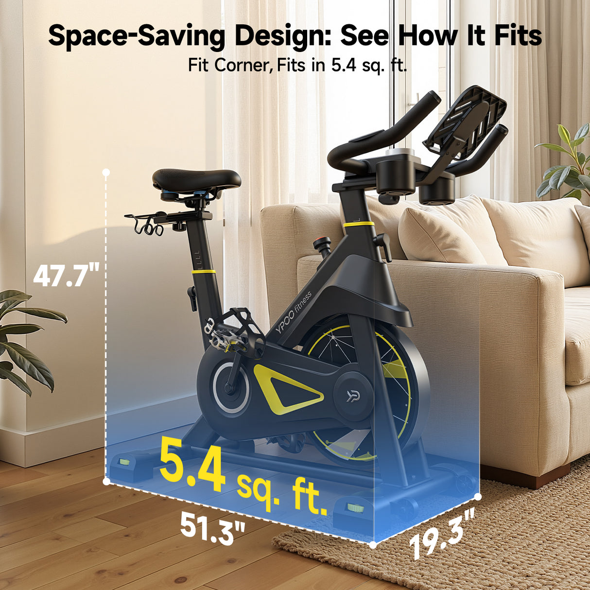 YPOO X5 Exercise Bike, Adjustable Magnetic Resistance Stationary Bikes for Home Cardio with Exclusive App, Indoor Bike with 330lbs Weight Capacity Comfortable Seat, Tablet Mount and Fitness Courses