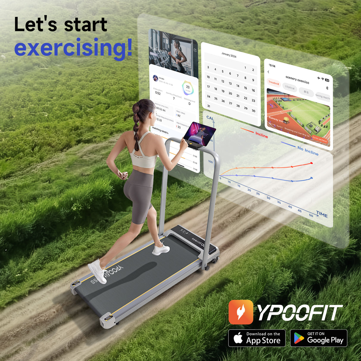 YPOO ZP02 Folding Incline Treadmill,Sliver Color