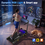 YPOO 13% Incline Walking Pad Treadmills with Handles, Under Desk Treadmills for Home Office, 6.2MPH Quiet Foldable Walking Pad with RGB Light, 300LBS Capacity