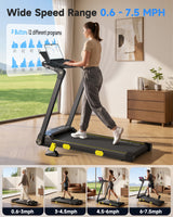 YPOO 13% Incline Treadmill, Walking Pad Treadmill with Handle Bar, Portable Folding Walking Treadmills for Home with Desk & App