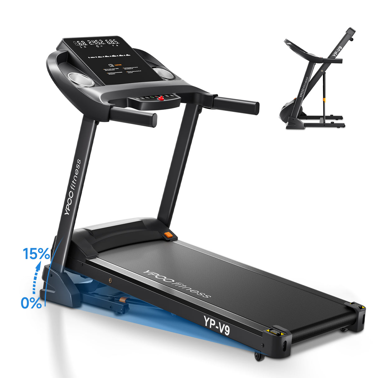 YPOO Auto-Folding Incline Treadmill with Bluetooth Speaker