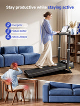 YPOO Walking Pad with Handle Bar 13% Incline 300 LBS,Under Desk Treadmill, Home & office treadmill, 13% incline with handle. Desk-friendly, APP connected, easy portable storage