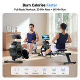 YPOO Rowing Machine for Home, 350 LB Capacity, 16-Level Silent Resistance, Magnetic Rowing Machines for Home Foldable, Full-Body Workout Compact Rowing Machine for Cardio & Strength with APP Support