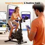 YPOO X3 Exercise Bike, Adjustable Magnetic Resistance Stationary Bikes for Home Cardio with Exclusive App, Indoor Bike with 330lbs Weight Capacity Comfortable Seat, Tablet Mount and Fitness Courses
