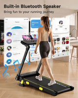 YPOO 13% Incline Treadmill, Walking Pad Treadmill with Handle Bar, Portable Folding Walking Treadmills for Home with Desk & App