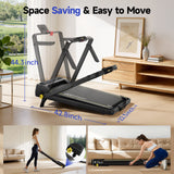 YPOO Foldable Treadmill with Incline, Walking Pad with Handle Bar 3 Level Incline, Portable Folding Treadmills for Home/Office 300 Lbs Capacity, Quiet Desk Treadmill with Remote Control & APP