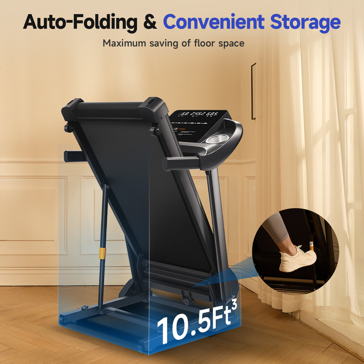 YPOO V9 Auto-Folding Treadmill with Electric Incline