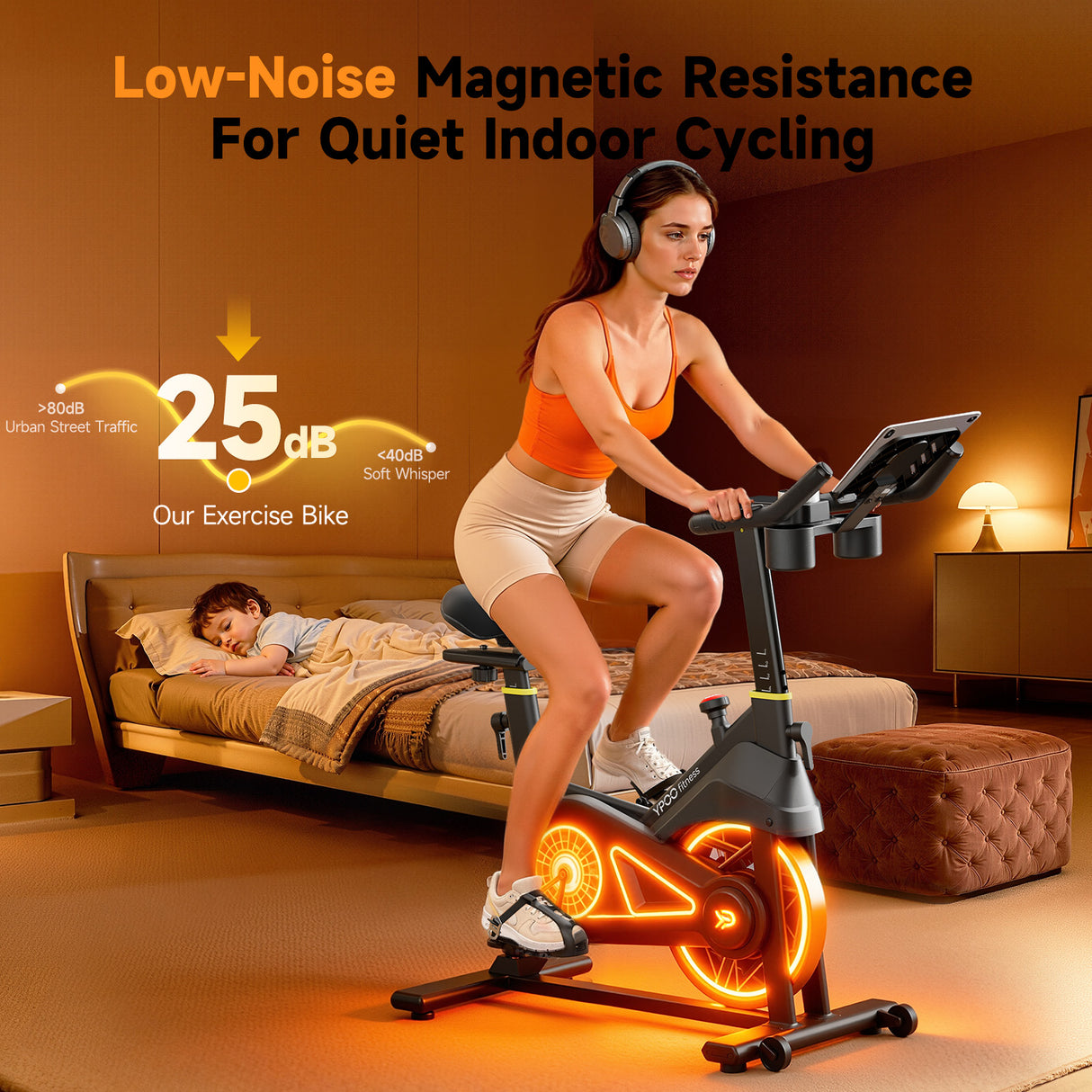 YPOO X3 Exercise Bike, Adjustable Magnetic Resistance Stationary Bikes for Home Cardio with Exclusive App, Indoor Bike with 330lbs Weight Capacity Comfortable Seat, Tablet Mount and Fitness Courses