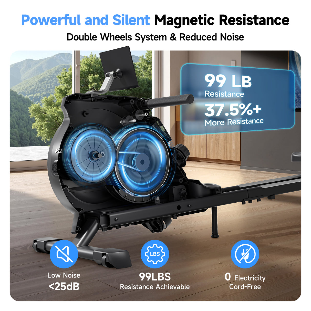 YPOO Rowing Machine for Home, 350 LB Capacity, 16-Level Silent Resistance, Magnetic Rowing Machines for Home Foldable, Full-Body Workout Compact Rowing Machine for Cardio & Strength with APP Support