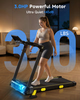 YPOO 13% Incline Treadmill, Walking Pad Treadmill with Handle Bar, Portable Folding Walking Treadmills for Home with Desk & App