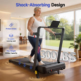 YPOO Foldable Treadmill with Incline, Walking Pad with Handle Bar 3 Level Incline, Portable Folding Treadmills for Home/Office 300 Lbs Capacity, Quiet Desk Treadmill with Remote Control & APP