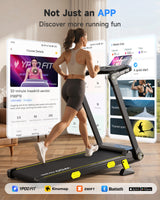 YPOO 13% Incline Treadmill, Walking Pad Treadmill with Handle Bar, Portable Folding Walking Treadmills for Home with Desk & App
