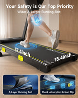 YPOO 13% Incline Treadmill, Walking Pad Treadmill with Handle Bar, Portable Folding Walking Treadmills for Home with Desk & App
