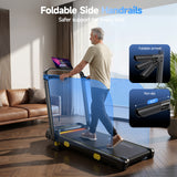 YPOO 13% Incline Walking Pad Treadmills with Handles, Under Desk Treadmills for Home Office, 6.2MPH Quiet Foldable Walking Pad with RGB Light, 300LBS Capacity
