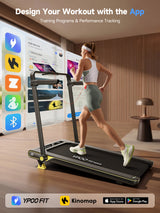 YPOO Ultra Slim Walking Pad Treadmill with 14% Incline, Under Desk Walking Pad with Auto-Maintenance System Belt, Smart App & Remote Control, Portable Treadmill for Home Office, 350LBS Capacity