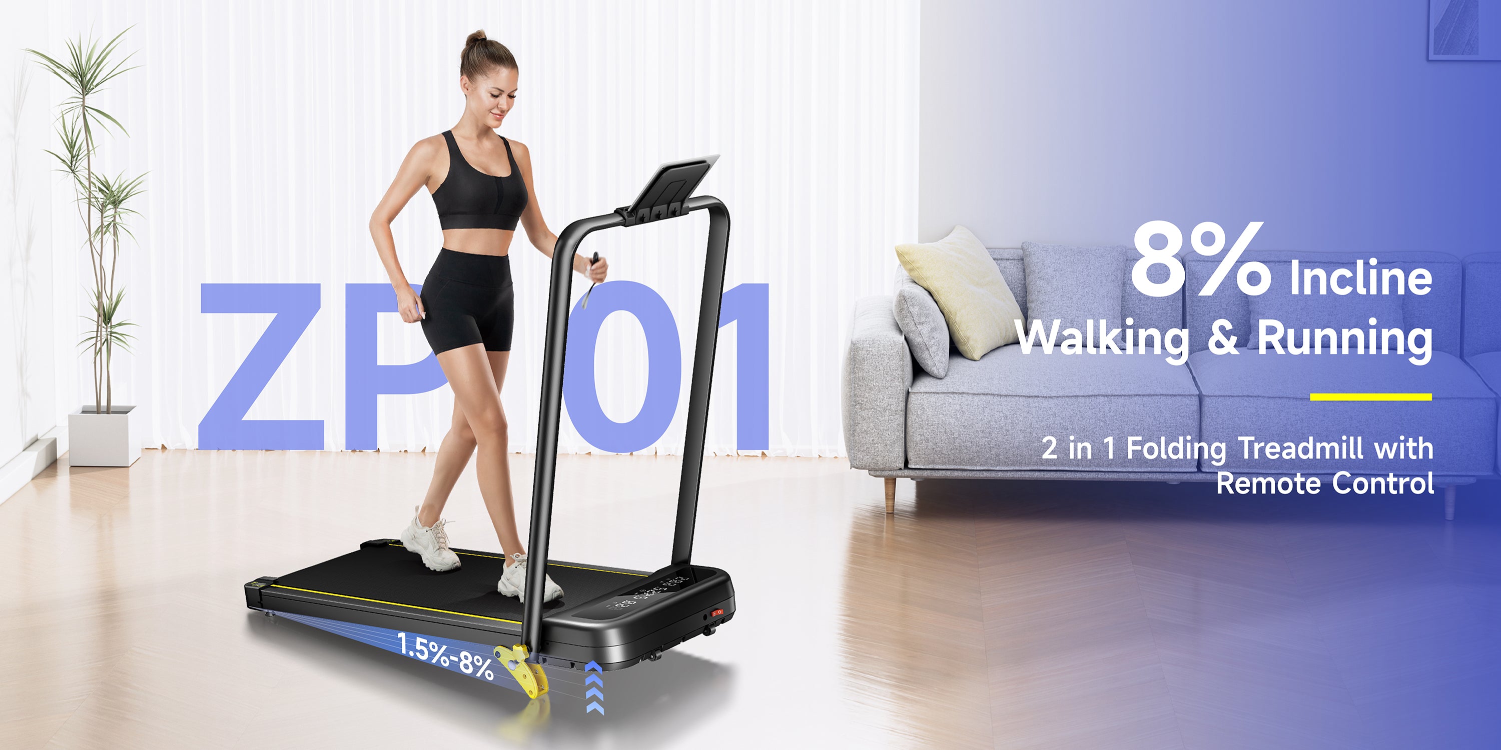 YPOO ZP01 Foldable Treadmill with Incline, Black Color – YPOO Fitness