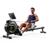 YPOO Rowing Machine for Home, 350 LB Capacity, 16-Level Silent Resistance, Magnetic Rowing Machines for Home Foldable, Full-Body Workout Compact Rowing Machine for Cardio & Strength with APP Support