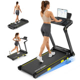 YPOO 13% Incline Treadmill, Walking Pad Treadmill with Handle Bar, Portable Folding Walking Treadmills for Home with Desk & App
