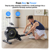 YPOO Rowing Machine for Home, 350 LB Capacity, 16-Level Silent Resistance, Magnetic Rowing Machines for Home Foldable, Full-Body Workout Compact Rowing Machine for Cardio & Strength with APP Support